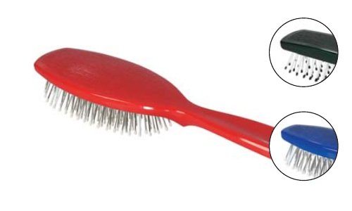 Haarbürste, Draht, vernickelte Drahtstifte mit Kunststoffnoppen, farbig, groß