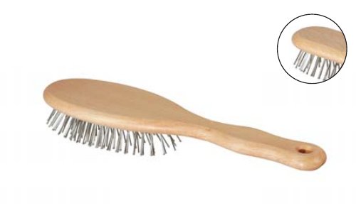 Haarbürste Draht, naturlackierter Buchenholzkörper, ovale Form